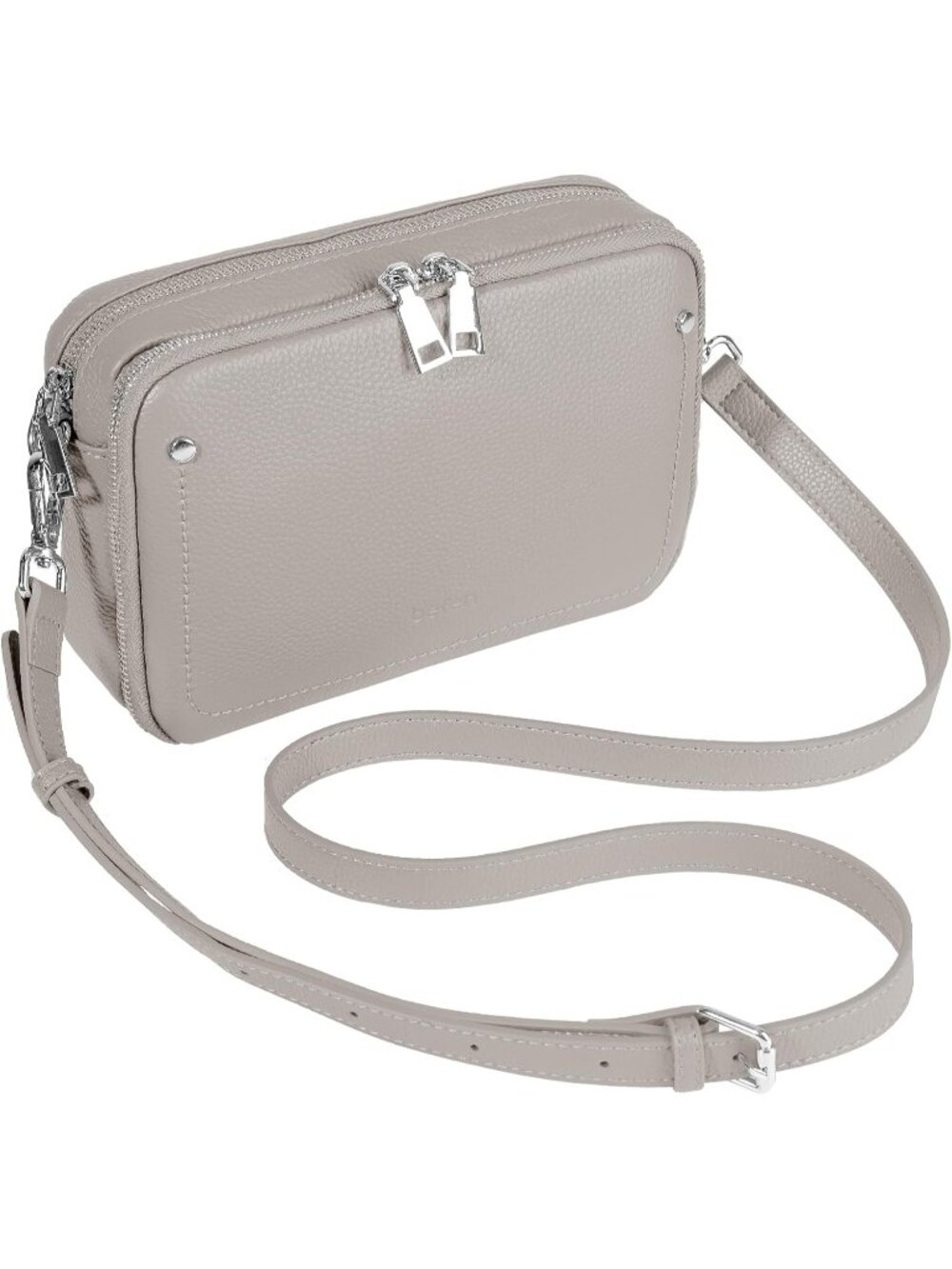 👜Women's Beige Gray Genuine Leather RFID Crossbody Bag Camera Shoulder Purse